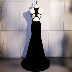 Sexy Black Mermaid Long Halter Evening Dress, Black Corset Prom Dress outfits, Party Dress Ladies