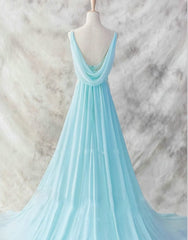Sexy Light Blue Chiffon Backless Long Evening Gown, Blue Party Dress Outfits, Party Dresses Outfit Ideas