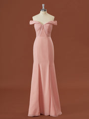 Sheath Chiffon Off-the-Shoulder Pleated Floor-Length Corset Bridesmaid Dress outfit, Formals Dresses Long