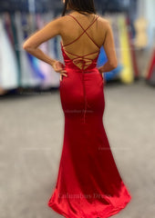 Sheath/Column Bateau Spaghetti Straps Long/Floor-Length Charmeuse Corset Prom Dress With Pleated Gowns, Party Dresses Size 45