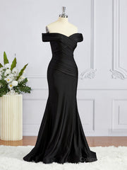 Sheath/Column Off-the-Shoulder Sweep Train Jersey Corset Bridesmaid Dresses outfit, Prom Dresses Websites