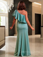 Sheath/Column One-Shoulder Floor-Length Satin Mother of the Bride Dresses With Belt/Sash outfits, Party Dress Nye