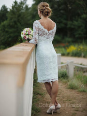 Sheath/Column Scoop Knee-Length Lace Corset Wedding Dresses outfit, Wedding Dresses Inspired