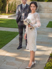 Sheath/Column Scoop Tea-Length Lace Corset Wedding Dress outfit, Wedding Dress 2028