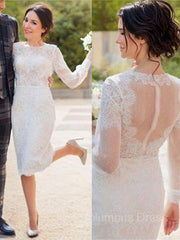 Sheath/Column Scoop Tea-Length Lace Corset Wedding Dress outfit, Wedding Dress Simpl