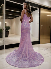 Sheath/Column Spaghetti Straps Court Train Sequins Corset Prom Dresses outfit, Strapless Dress