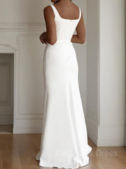 Sheath/Column Straps Floor-Length Stretch Crepe Corset Wedding Dresses outfit, Wedding Dress With Corset