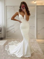 Sheath/Column V-neck Sweep Train Stretch Crepe Corset Wedding Dresses outfit, Wedding Dress Websites