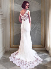 Sheath/Column V-neck Court Train Tulle Corset Wedding Dresses outfit, Wedding Dress Trend