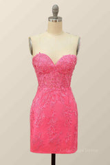 Sheath Strapless Appliques Lace-Up Back Mini Corset Homecoming Dress outfit, Formal Dresses Near Me