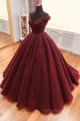 Shiny Off the Shoulder Burgundy Corset Prom Dresses, Dark Wine Red Off Shoulder Long Corset Formal Evening Dresses outfit, Design Dress Casual