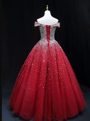 Shiny Red Sequins Pretty Long Corset Formal Dress, Dark Red Sweet 16 Dresses outfit, Homecoming Dress Shops Near Me