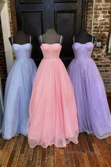 Shiny Tulle Open Back Long Corset Prom Dress, Long Tulle Corset Formal Graduation Evening Dress outfit, Bridesmaids Dresses Affordable