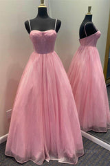 Shiny Tulle Open Back Long Corset Prom Dress, Long Tulle Corset Formal Graduation Evening Dress outfit, Bridesmaid Dress Affordable