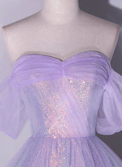 Shiny tulle sequins long purple Corset Prom dress A-line evening dress outfit, Party Dresses For Christmas