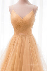 Shiny V Neck Backless Golden Long Corset Prom Dress, Backless Golden Corset Formal Dress, Golden Evening Dress outfit, Engagement Dress