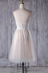 Short A-line Spaghetti Strap Lace Tulle Corset Wedding Dress outfit, Wedding Dress Sleevs