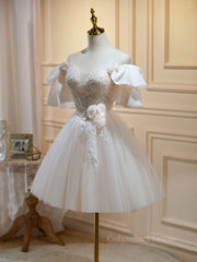 Short Beige Corset Prom Dresses, Beige Tulle Lace Corset Homecoming Dresses outfit, Prom Dress Shiny