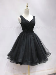 Short Black Lace Corset Prom Dresses, Short Black Lace Corset Homecoming Graduation Dresses outfit, Party Dresses Sales