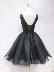 Short Black Lace Corset Prom Dresses, Short Black Lace Corset Homecoming Graduation Dresses outfit, Party Dress Sales