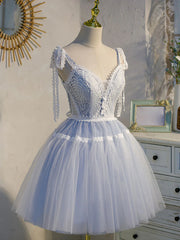 Short Blue Lace Corset Prom Dresses, Short Blue lace Corset Formal Corset Homecoming Dresses outfit, Party Dress Look