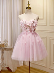 Short Pink Floral Corset Prom Dresses, Short Pink Floral Corset Formal Corset Homecoming Dresses outfit, Party Dresses Ideas