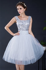 Short Sequin Tulle Lace-up Knee-length Corset Homecoming Dresses outfit, Party Dress Purple