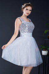 Short Sequin Tulle Lace-up Knee-length Corset Homecoming Dresses outfit, Club Outfit