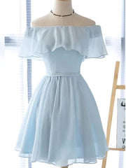 Short Sleeves Short Blue Corset Prom Dresses, Short Blue Graduation Corset Homecoming Dresses outfit, Casual Dress