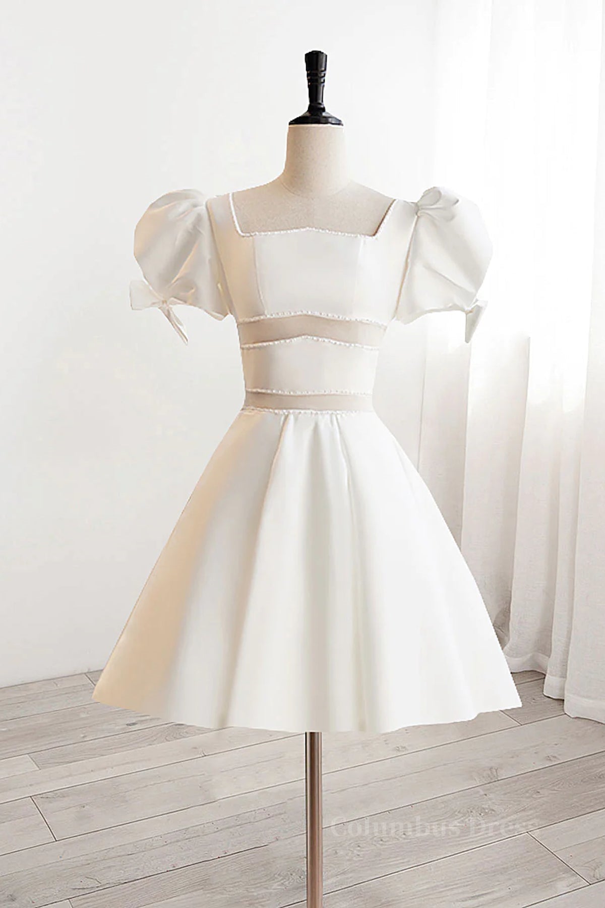 Short White Beaded Corset Prom Dresses, Short White Beaded Corset Formal Corset Homecoming Dresses outfit, Evening Dresses Elegant