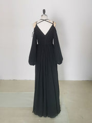 Simple A line Black Long Corset Prom Dress, Black Evening Graduation Dresses outfit, Party Dress Name