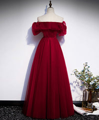 Simple A line Burgundy Long Corset Prom Dress, Burgundy Corset Wedding Party Dress Outfits, Wedding Dress Order Online