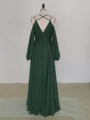 Simple A line Green Chiffon Long Corset Prom Dress, Green Corset Bridesmaid Dress outfit, Dressy Outfit