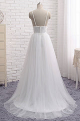 Simple A Line V Neck White Corset Wedding Dresses, V Neck White Tulle Corset Prom Corset Formal Dresses outfit, Wedding Dresses 2022