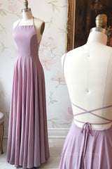 Simple backless chiffon long Corset Prom dress, evening dress outfit, Homecoming Dresses Ideas