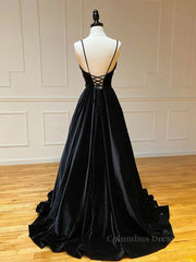 Simple Black velvet long Corset Prom dress, black evening dress outfit, Prom Dresses Sites