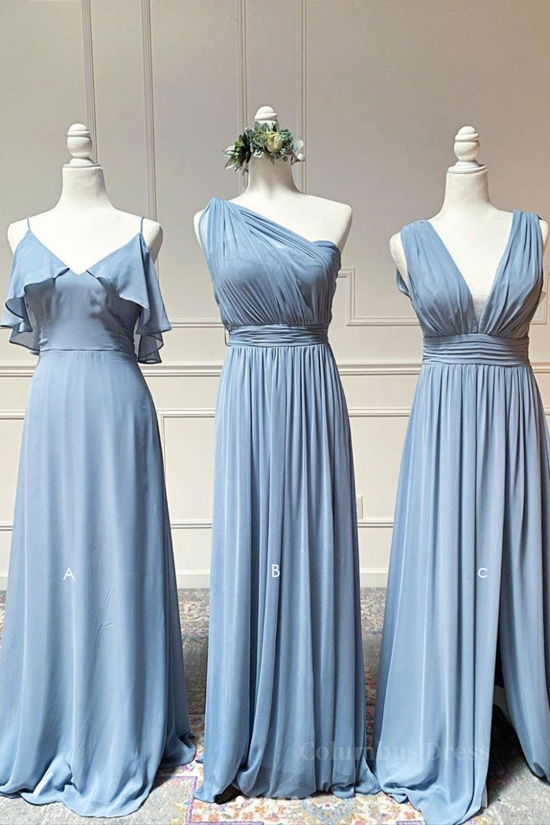 Simple blue chiffon long Corset Prom dress blue chiffon Corset Bridesmaid dress outfit, Prom Dress 2027