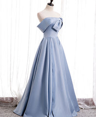 Simple Blue Off Shoulder Satin Long Corset Prom Dress Blue Corset Bridesmaid Dress outfit, Long Dress Design