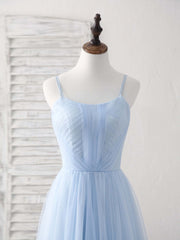 Simple Blue Tulle Long Corset Prom Dress Blue Corset Bridesmaid Dress outfit, Party Dress Night