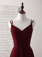 Simple Burgundy Chiffon Long Corset Prom Dress Backless Evening Dress outfit, Party Dresses Winter
