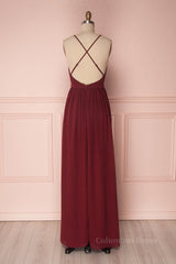 Simple burgundy chiffon long Corset Prom dress burgundy Corset Formal dress outfit, Prom Dress 2026