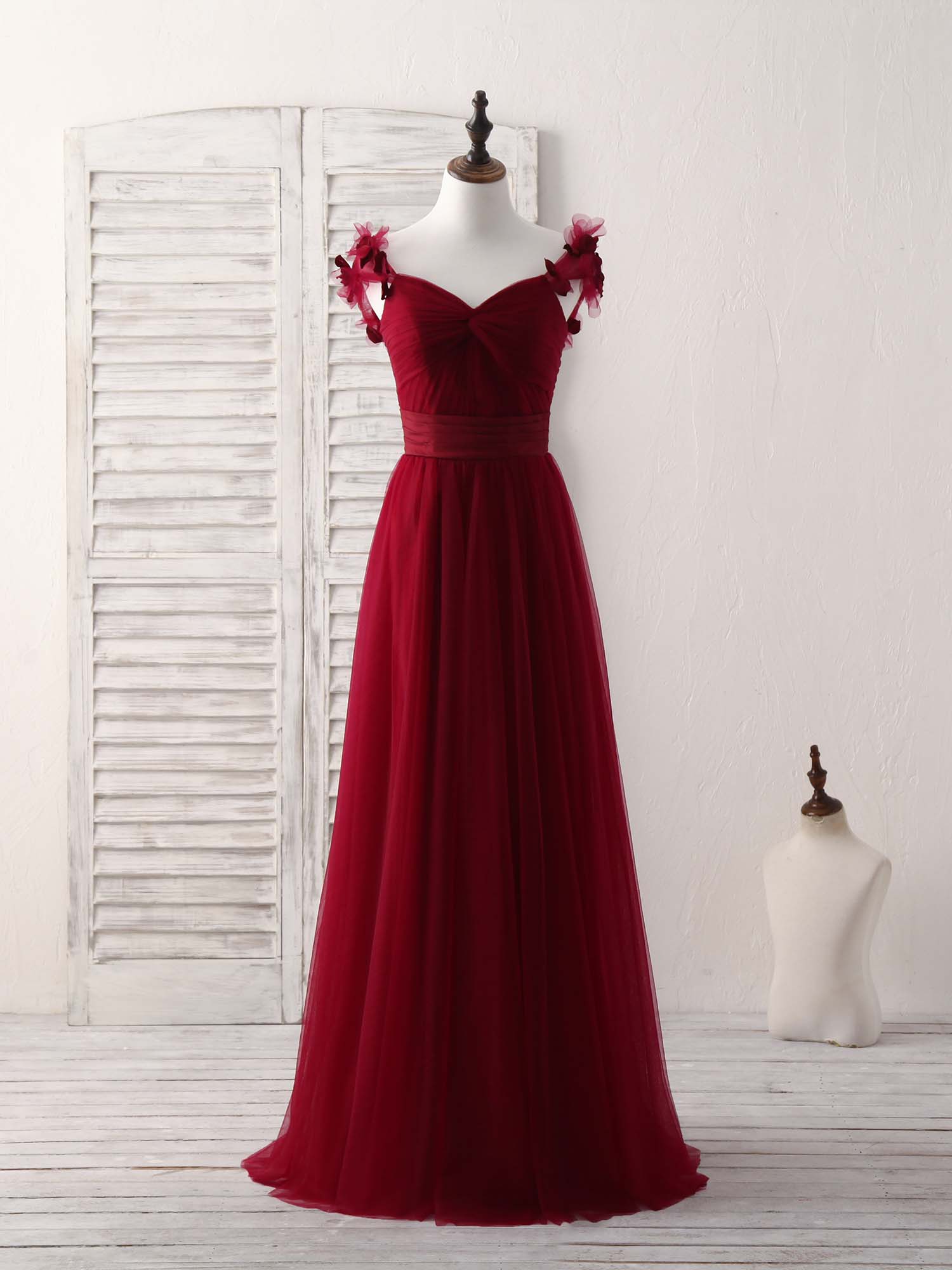 Simple Burgundy Tulle Long Corset Prom Dress Burgundy Corset Bridesmaid Dress outfit, Party Dress Wedding Guest Dress