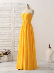 Simple Chiffon Yellow Long Corset Prom Dress Simple Corset Bridesmaid Dress outfit, Formal Dress Idea