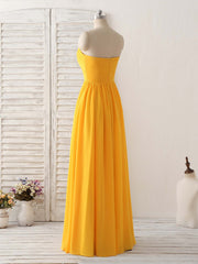 Simple Chiffon Yellow Long Corset Prom Dress Simple Corset Bridesmaid Dress outfit, Formal Dresses Wedding