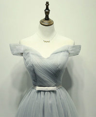 Simple Gray Tulle Short Corset Prom Dress, Gray Tulle Corset Bridesmaid Dress outfit, Prom Dress Shops Nearby