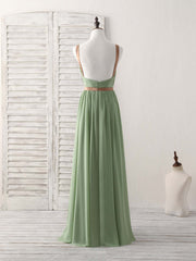 Simple Green Chiffon Long Corset Prom Dress, Green Corset Bridesmaid Dress outfit, Party Dresses For Girl