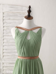 Simple Green Chiffon Long Corset Prom Dress, Green Corset Bridesmaid Dress outfit, Night Out Outfit