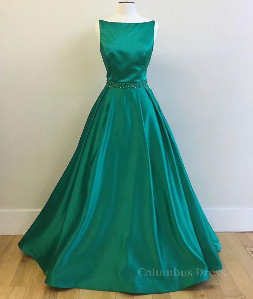 Simple Green Satin Long Corset Prom Dress, Green Corset Formal Dress, Green Graduation Dress, Green Evening Dress outfit, Bridesmaid Dresses Gowns