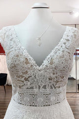 Simple Long A-line V-neck Tulle Appliques Lace Corset Wedding Dress outfit, Wedsing Dress Simple