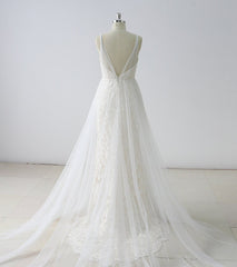 Simple Long A-line V Neck Tulle Corset Wedding Dress outfit, Wedding Dress Shoes